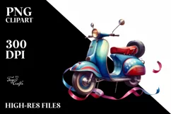 Vintage Vibrant Scooter Ribbons | Clipart Product Image 3