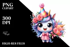 Cute Baby Unicorn Party Hat | Sublimation | Clipart Product Image 3