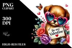 Heart Sunglasses Puppy &quot;Be My Valentine&quot; PNG Product Image 2