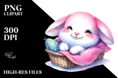 Colorful Baby Rabbit in Cradle, PNG Product Image 2