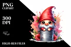 Gnome sitting in Can Watercolor Clipart Product Image 1