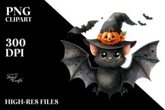 Funny Halloween Bat Chibi Cartoon Clipart Product Image 1