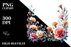 Vibrant Floral Frame Carnation Clipart Product Image 3