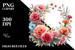 Vibrant Floral Frame Carnation Clipart Product Image 2