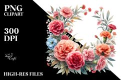 Vibrant Floral Frame Carnation Clipart Product Image 1