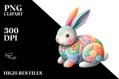 Pastel Wooden Bunny PNG Product Image 2