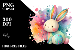Pastel Wooden Bunny PNG Product Image 2