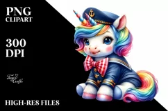 Colorful Unicorn in Sailor's Uniform PNG Product Image 1