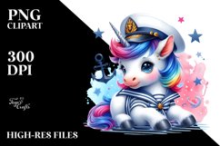 Colorful Unicorn in Sailor&#039;s Uniform PNG Product Image 3