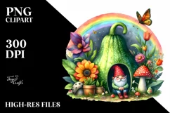 Colorful Watercolor Gnome House Clipart\ Product Image 1