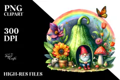 Colorful Watercolor Gnome House Clipart\ Product Image 2