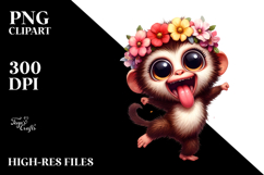 Cartoon Monkey Dancing with Flower Crown Product Image 2