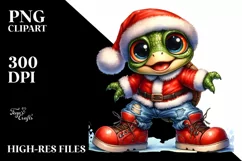 Funny Baby Turtle Santa Suit Jeans Big Teeth Caricature-like Product Image 3