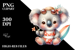 Adorable Baby Koala in Beachwear, PNG Product Image 2
