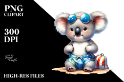 Adorable Baby Koala in Beachwear, PNG Product Image 2
