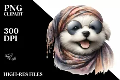 Funny Puppy Portrait in Boho Style | Clipart Product Image 1