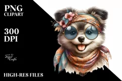 Funny Puppy Portrait in Boho Style | Clipart Product Image 1