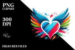 Colorful Heart with Wings, Transparent PNG Product Image 2