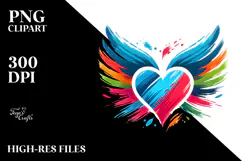 Colorful Heart with Wings, Transparent PNG Product Image 2