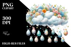 Watercolor Easter Eggs Cloud Hanging PNG Product Image 2