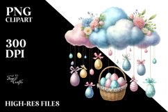 Watercolor Easter Eggs Cloud Hanging PNG Product Image 2
