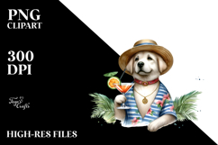 Dog with Beachwear Drinking Cocktail PNG Product Image 2