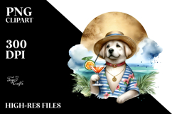 Funky Dog in Beachwear Drinking Cocktail Product Image 2