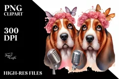 Watercolor Basset Hound Singer | Clipart Product Image 1