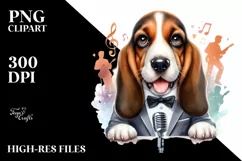 Watercolor Basset Hound Singer | Clipart Product Image 1