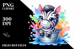 Colorful Smiling Baby Zebra Bucket Splash Product Image 1