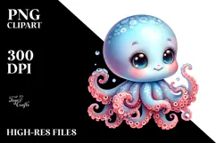 Energetic Baby Octopus, High-Res PNG Product Image 2