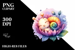 Colorful Baby Snail Sleeping | Sublimation | Clipart Product Image 1