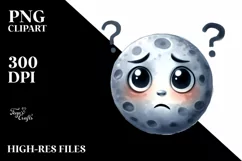 Confused Moon Clipart, High-Res PNG Product Image 3