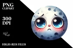 Confused Moon Clipart, High-Res PNG Product Image 1