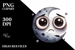 Confused Moon Clipart, High-Res PNG Product Image 1