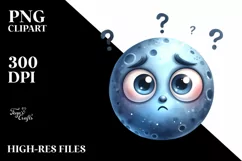 Confused Moon Clipart, High-Res PNG Product Image 3