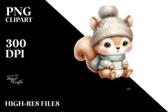 Santa Squirrel with Winter Clothes PNG Product Image 2