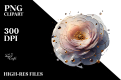 Abstract Ranunculus with Golden Insertions, Transparent PNG Product Image 2