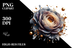 Abstract Ranunculus with Golden Insertions, Transparent PNG Product Image 2