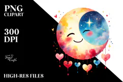 Washed Moon with Hearts, Transparent PNG Product Image 2