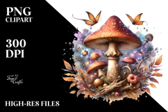 Detailed Magical Mushroom Watercolor Splash PNG Product Image 2