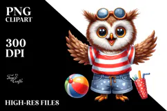 Excited Owl Beachwear | White Background Clipart Product Image 2
