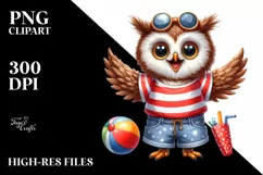 Excited Owl Beachwear | White Background Clipart Product Image 3