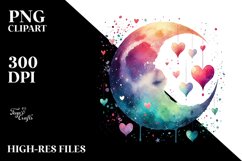 Colorful Moon with Hanging Hearts PNG Product Image 2