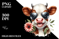 Cute Cow with Sunglasses, PNG Product Image 2