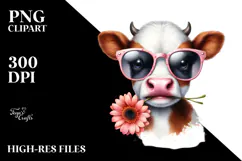 Funny Cow with Party Hat, Transparent PNG Product Image 2