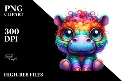 Cute Baby Hippo Layered | White Background Clipart Product Image 1
