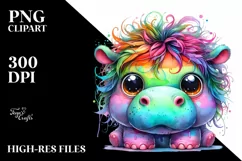Colorful Baby Hippo PNG Product Image 2