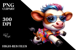 Vibrant Baby Cow Running with Cool Haircut PNG Product Image 2