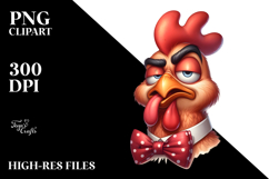 Exaggerated Chicken with Bow Tie PNG Product Image 2